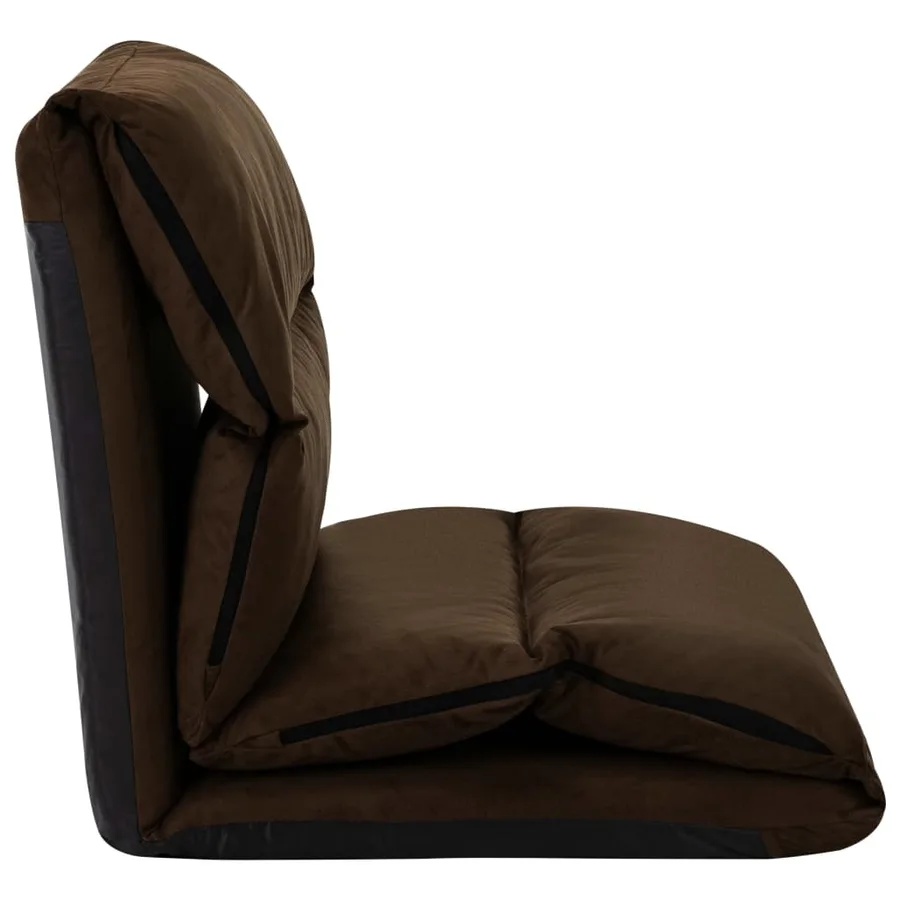 Chaise pliable de sol Marron Microfibre - 6