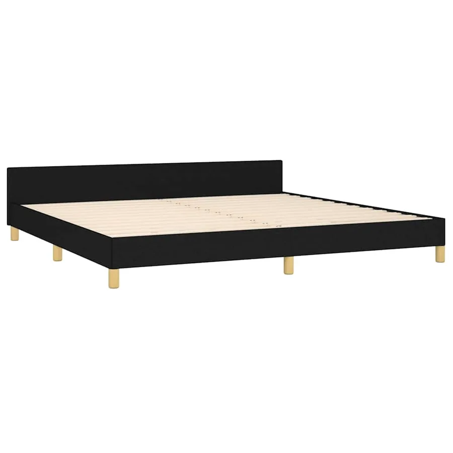 Cadre de lit sans matelas avec tête de lit noir 200x200cm tissu - 5