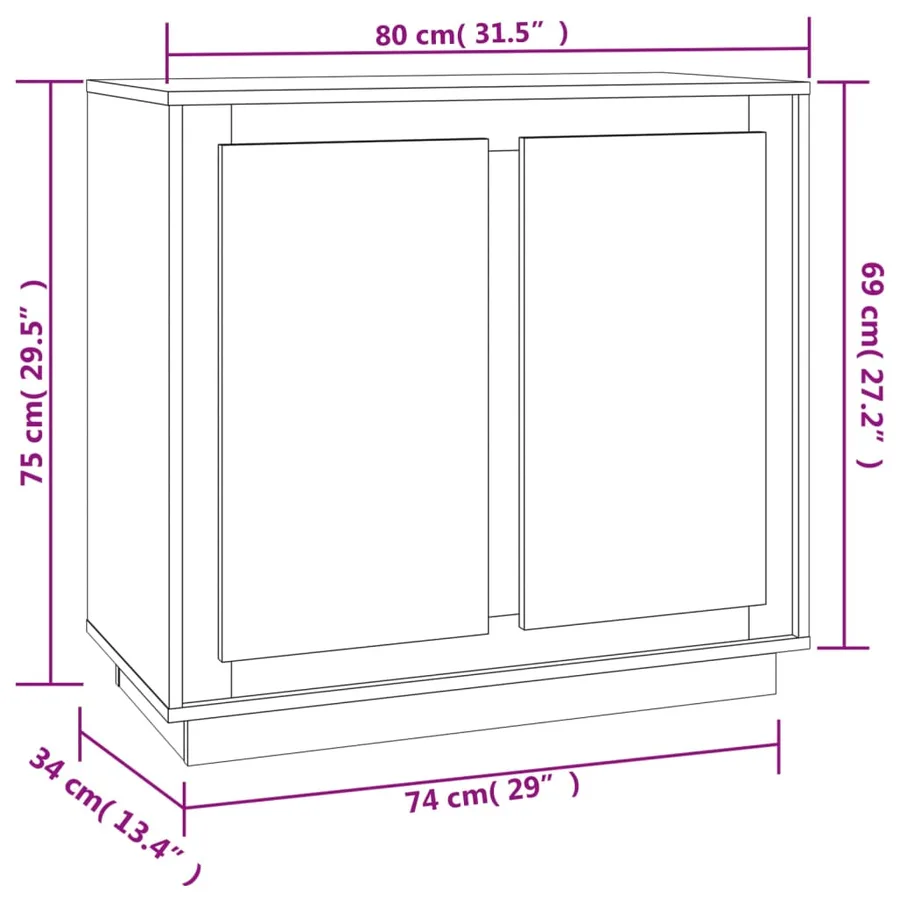 Buffet gris béton 80x34x75 cm bois d'ingénierie - 8