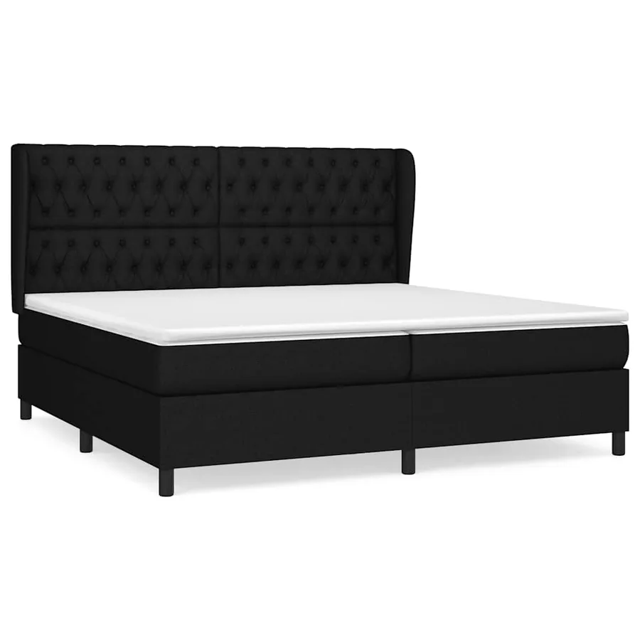 Sommier à lattes de lit avec matelas Noir 200x200 cm Tissu - 2