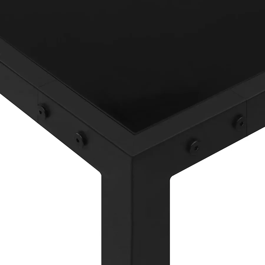 Table de jardin 130x130x72 cm Noir Acier et verre - 3