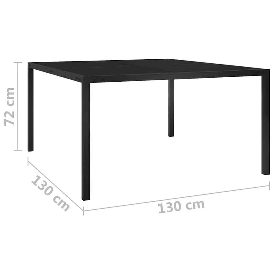Table de jardin 130x130x72 cm Noir Acier et verre - 6