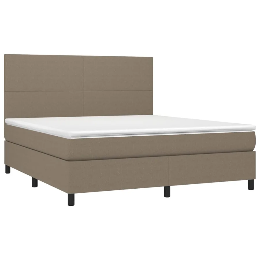 Sommier à lattes de lit et matelas et LED Taupe 160x200cm Tissu - 3