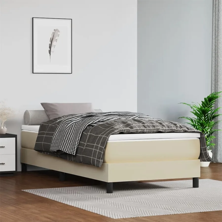 Matelas de lit à ressorts ensachés fermeté moyenne Crème 90x200x20cm Similicuir