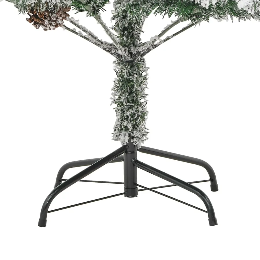 Sapin de Noël pré-éclairé avec neige floquée/cônes 225cm PVC/PE - 10