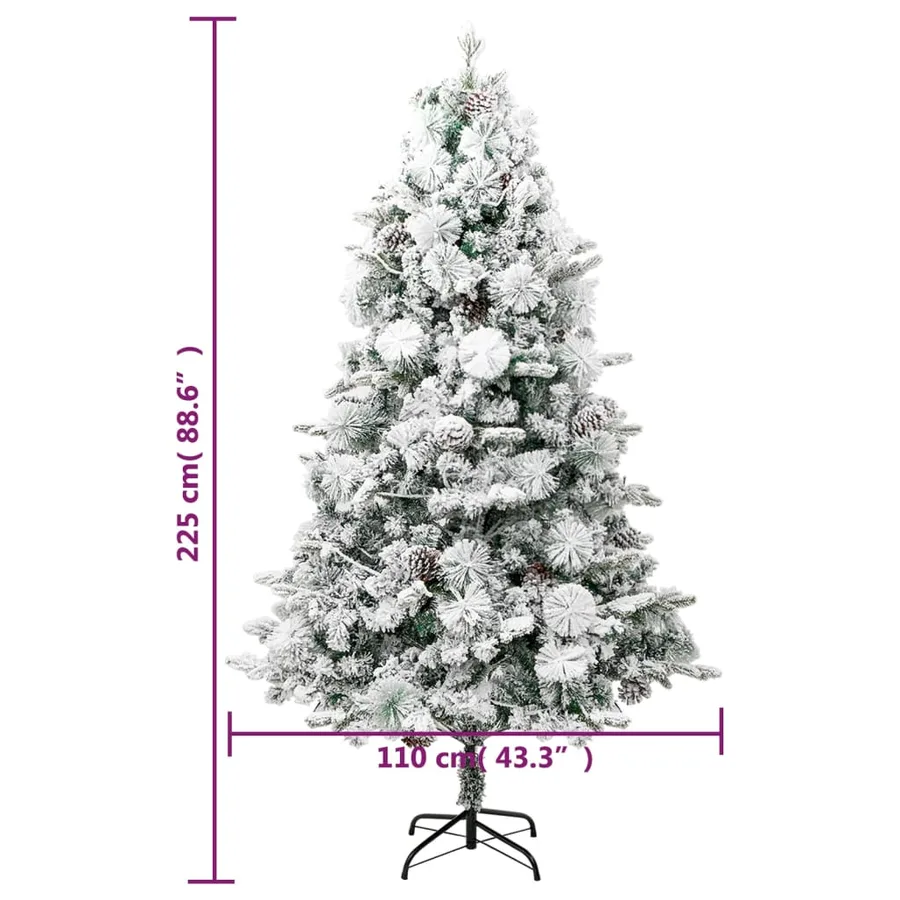 Sapin de Noël pré-éclairé avec neige floquée/cônes 225cm PVC/PE - 11