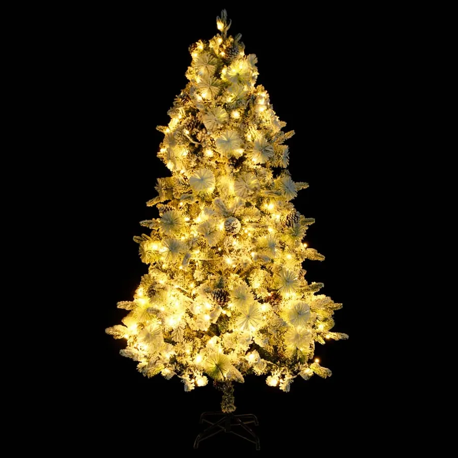 Sapin de Noël pré-éclairé avec neige floquée/cônes 225cm PVC/PE - 5