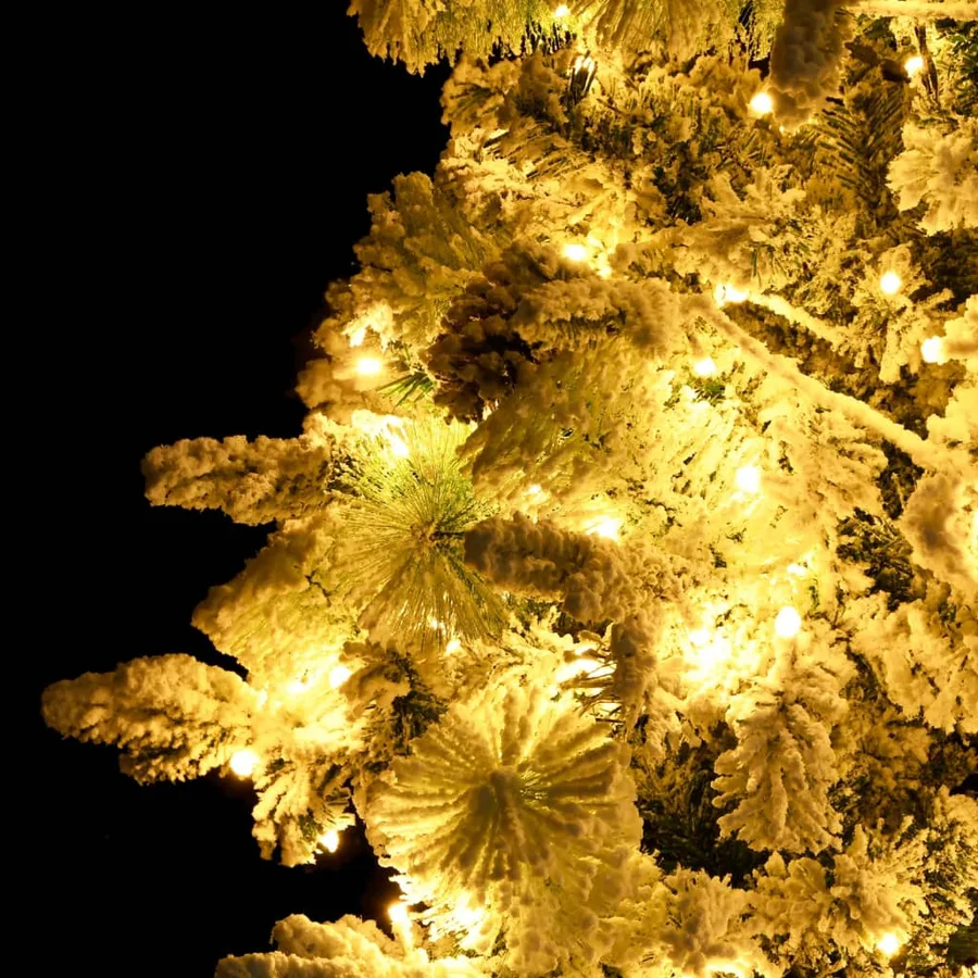 Sapin de Noël pré-éclairé avec neige floquée/cônes 225cm PVC/PE - 6