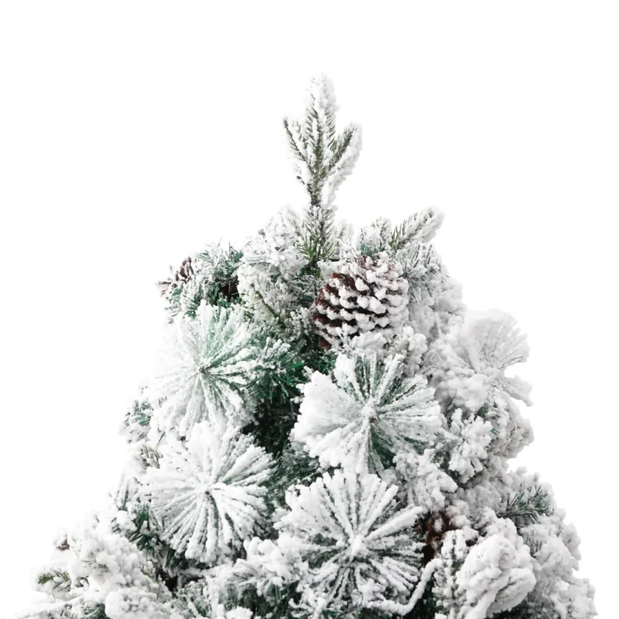 Sapin de Noël pré-éclairé avec neige floquée/cônes 225cm PVC/PE - 8