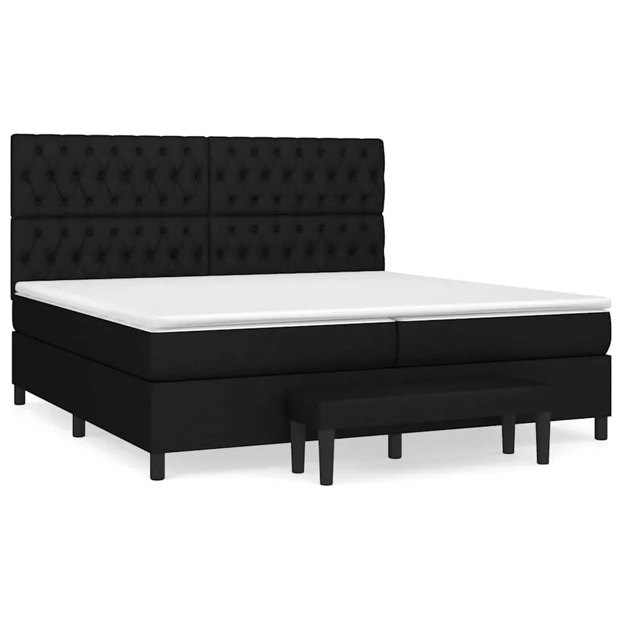 Sommier à lattes de lit avec matelas Noir 200x200 cm Tissu - 2