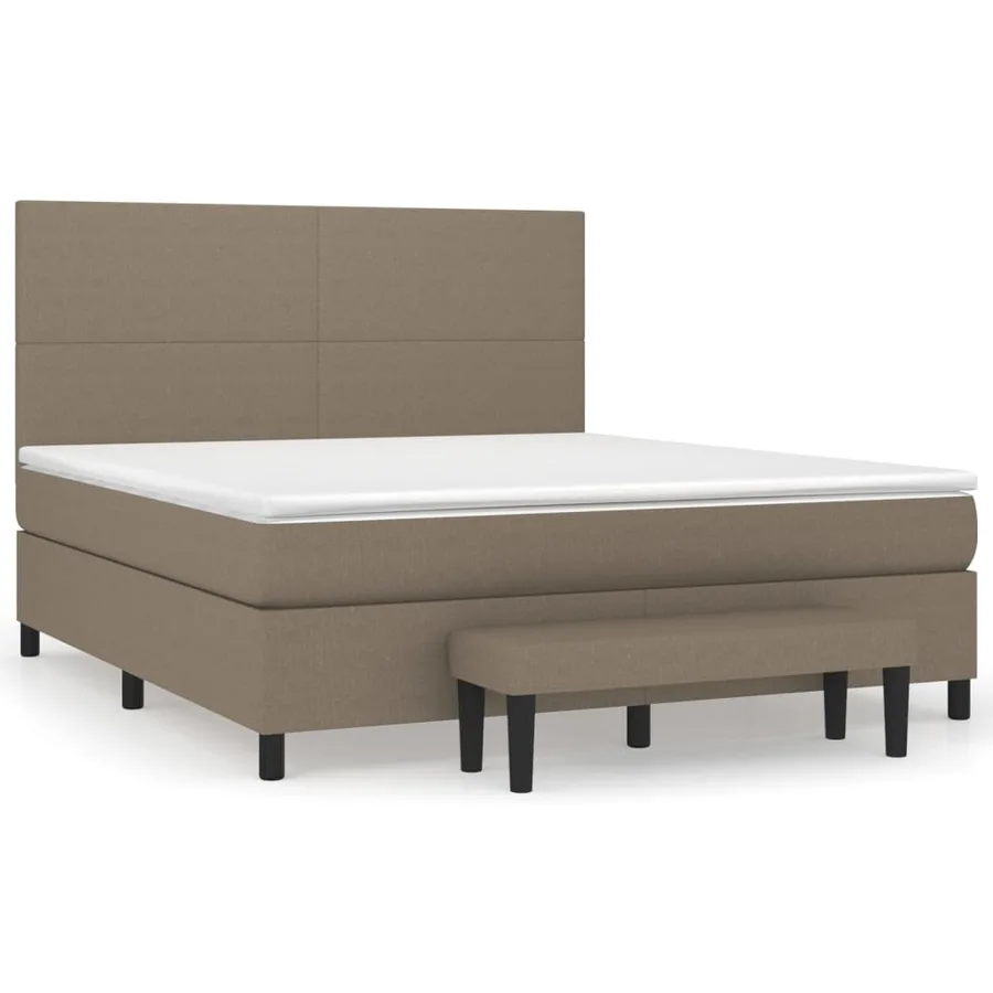 Sommier à lattes de lit avec matelas Taupe 160x200 cm Tissu - 2