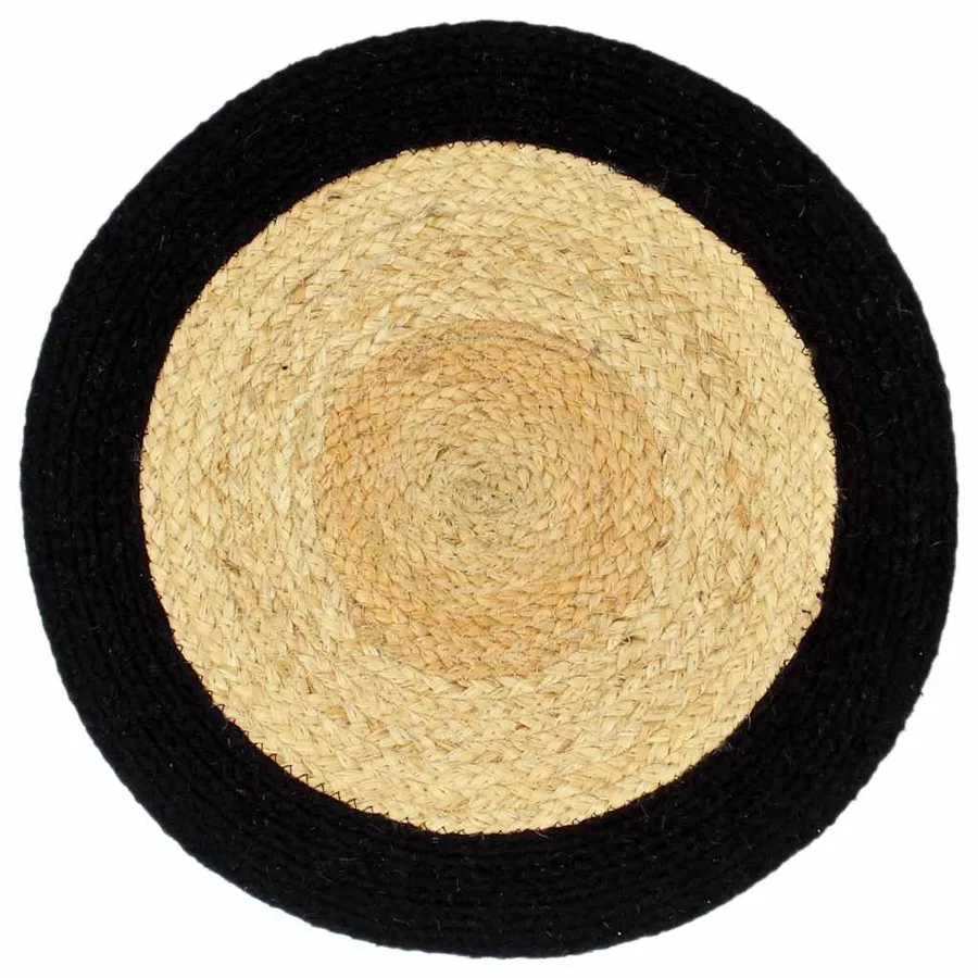 Napperons 6 pcs Naturel et noir 38 cm Jute et coton - 2