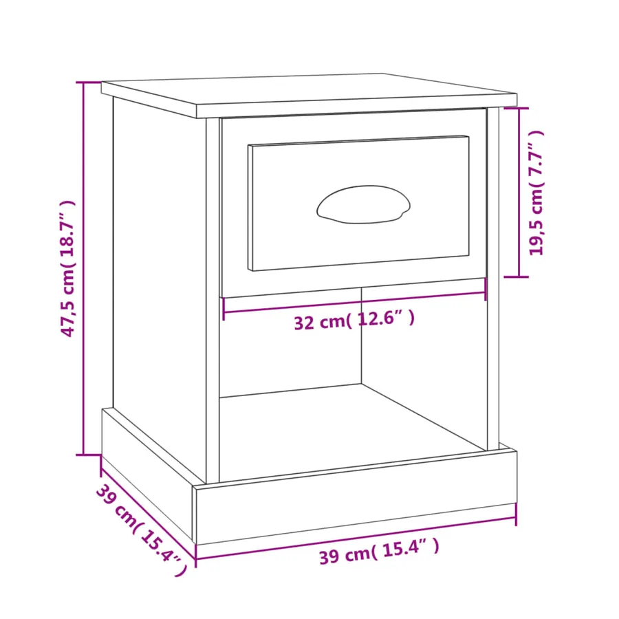 Tables de chevet 2 pcs chêne fumé 39x39x47,5 cm bois ingénierie - 11