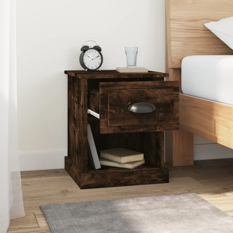 Tables de chevet 2 pcs chêne fumé 39x39x47,5 cm bois ingénierie - 4