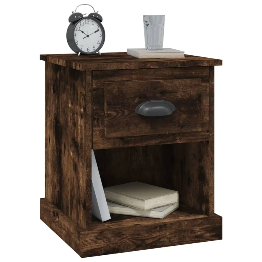 Tables de chevet 2 pcs chêne fumé 39x39x47,5 cm bois ingénierie - 5