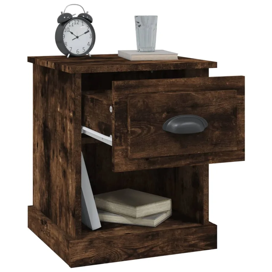 Tables de chevet 2 pcs chêne fumé 39x39x47,5 cm bois ingénierie - 6