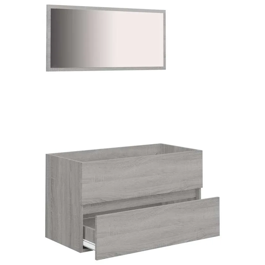 Ensemble de meubles de salle de bain 2 pcs Sonoma gris - 5