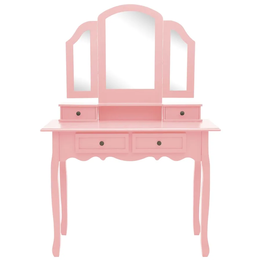Ensemble de coiffeuse et tabouret Rose 100x40x146 cm Paulownia - 3