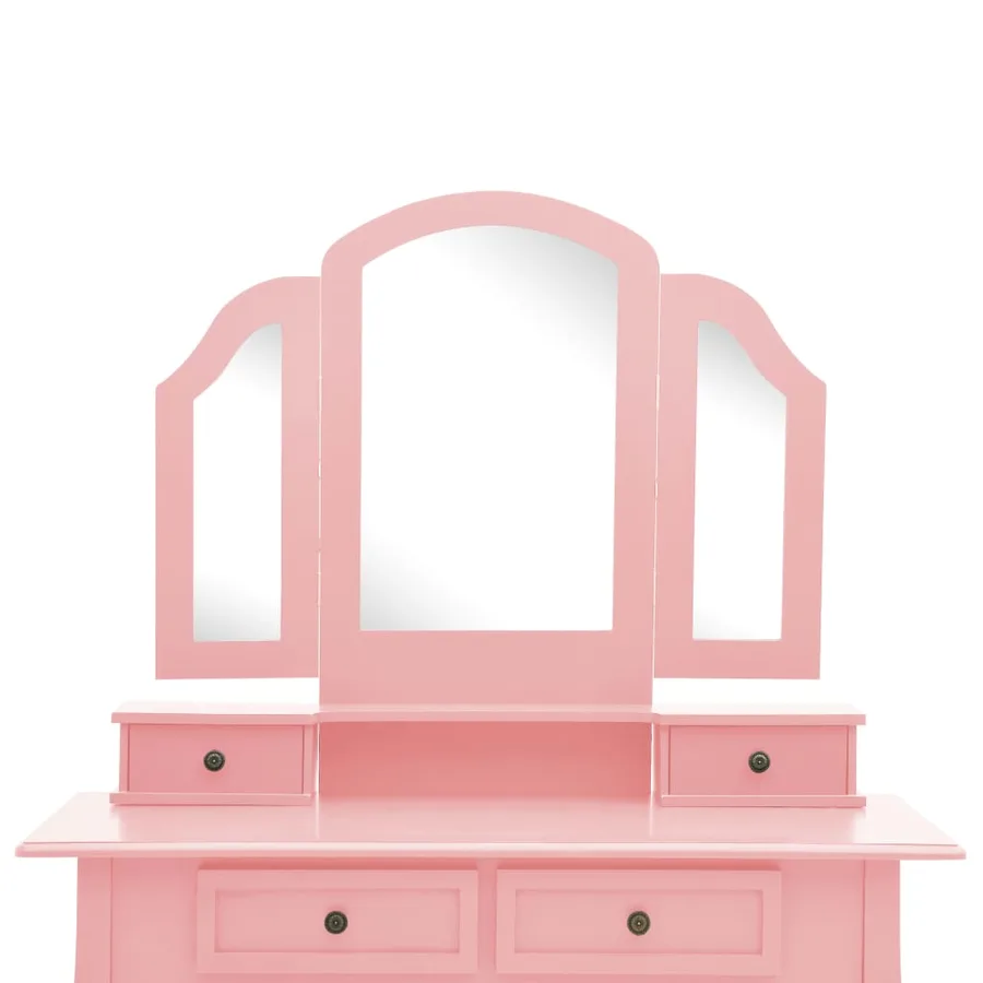 Ensemble de coiffeuse et tabouret Rose 100x40x146 cm Paulownia - 7