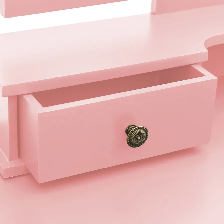 Ensemble de coiffeuse et tabouret Rose 100x40x146 cm Paulownia - 9
