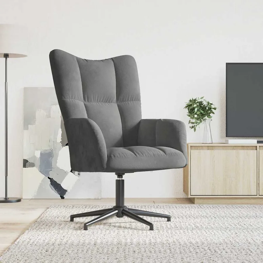 Chaise de relaxation Gris foncé Velours
