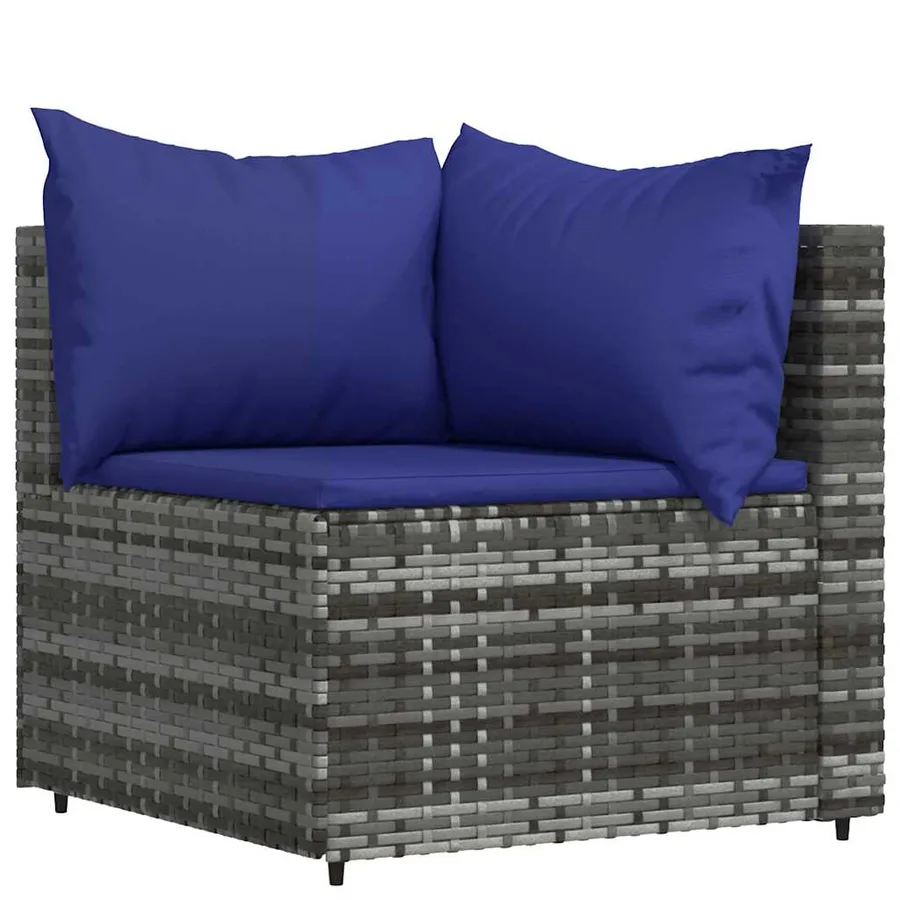 Salon de jardin 3 pcs avec coussins Gris Résine tressée - 4