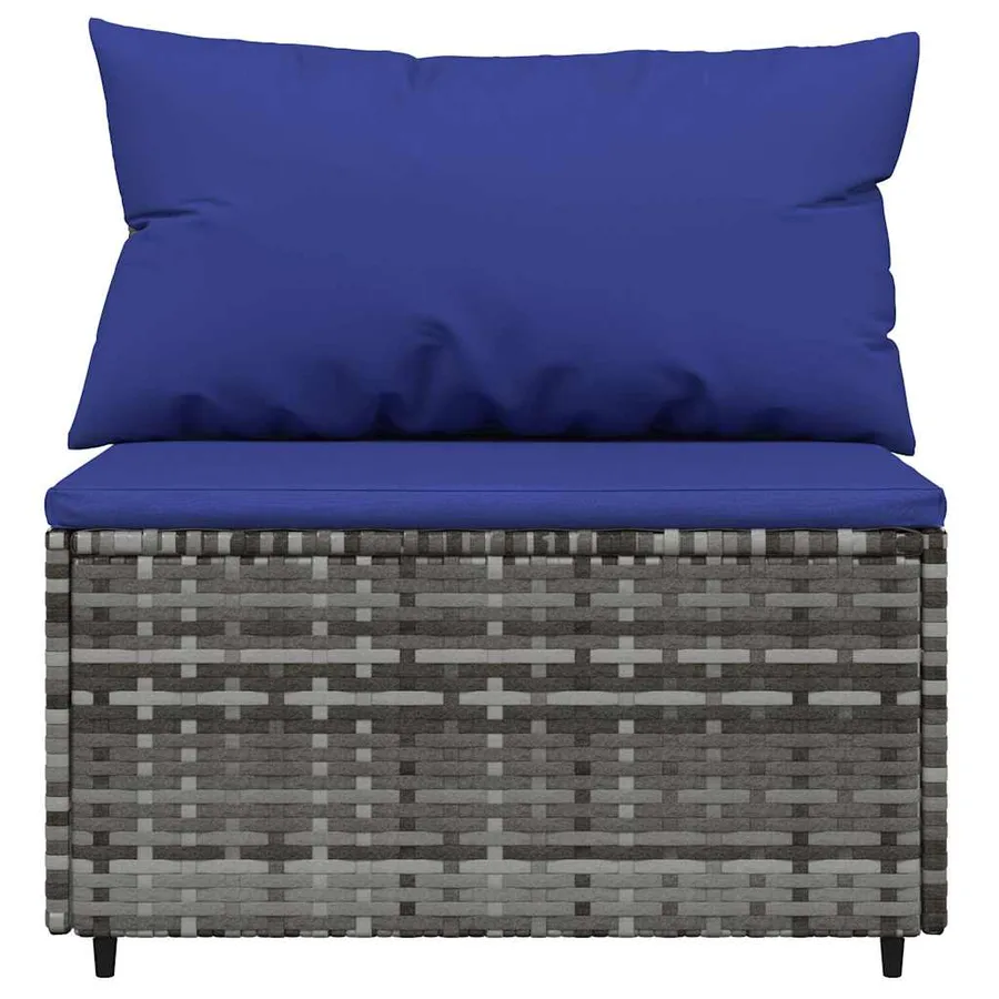 Salon de jardin 3 pcs avec coussins Gris Résine tressée - 6