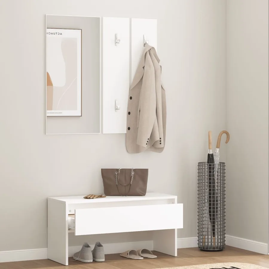 Ensemble de meubles de couloir Blanc Bois d'ingénierie - 3
