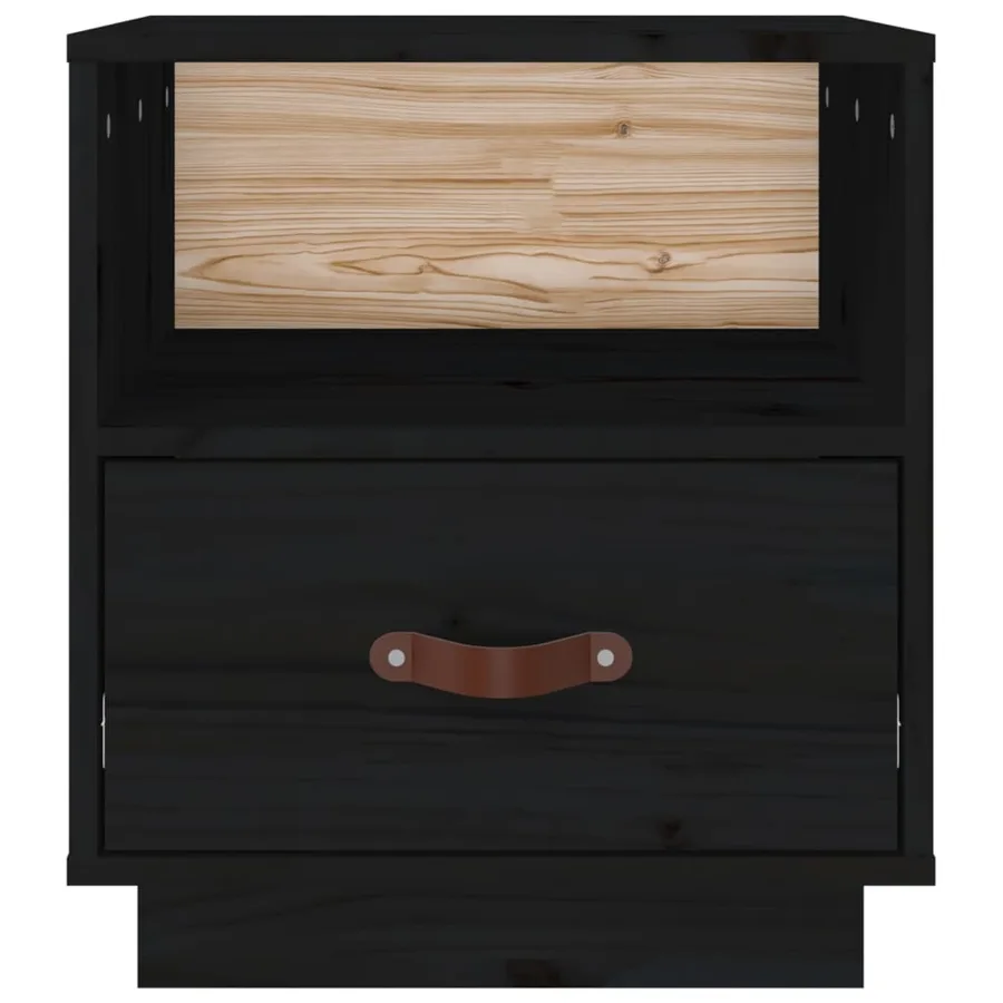 Table de chevet Noir 40x34x45 cm Bois de pin massif - 6