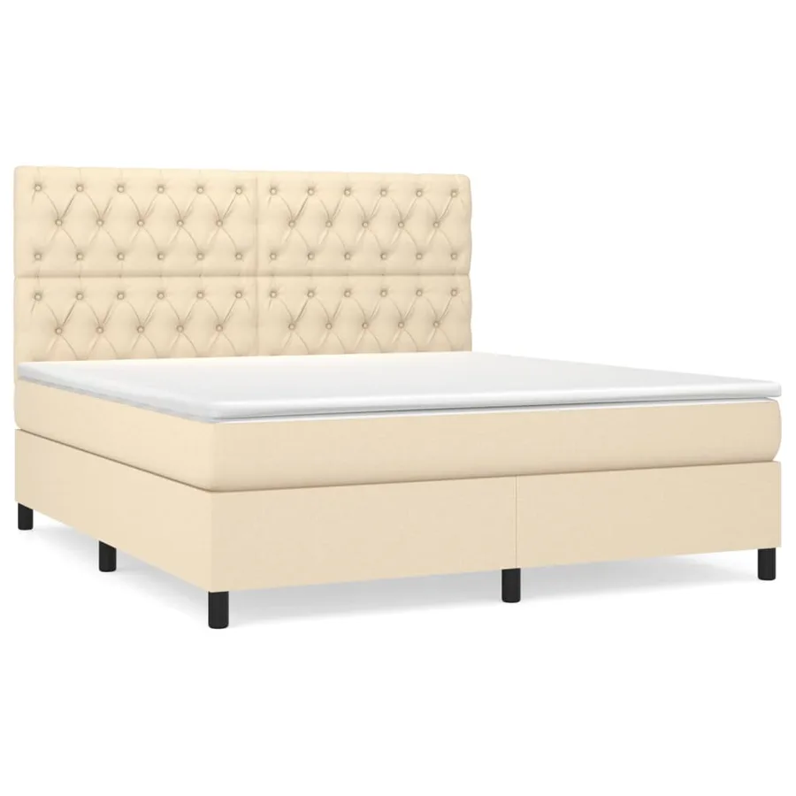 Sommier à lattes de lit avec matelas Crème 160x200 cm Tissu - 2