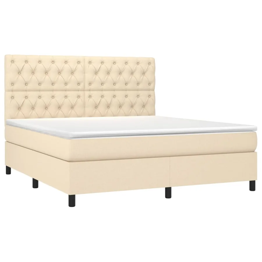 Sommier à lattes de lit avec matelas Crème 160x200 cm Tissu - 3