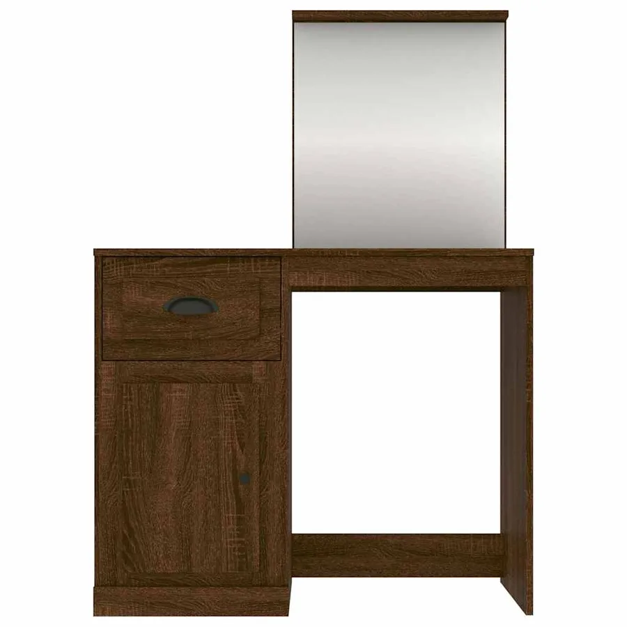 Coiffeuse et miroir chêne marron 90x50x132,5 cm bois ingénierie - 6