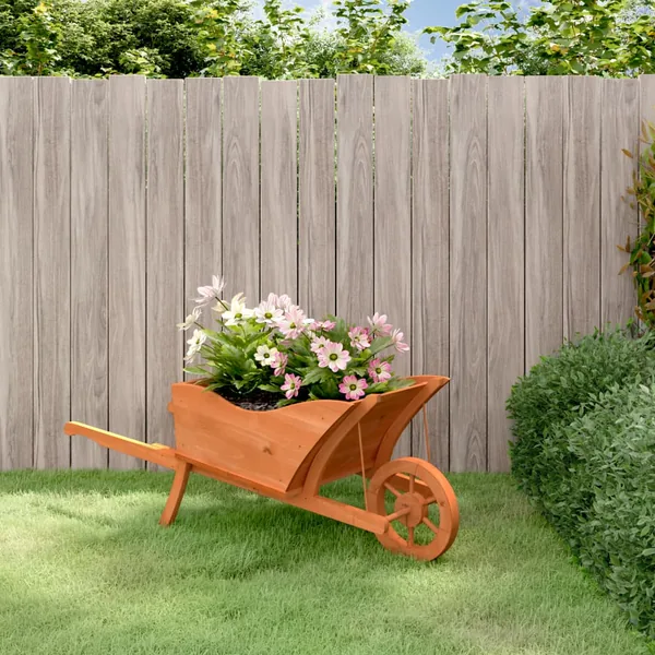 Jardinière brouette 128x45,5x43 cm bois de sapin massif