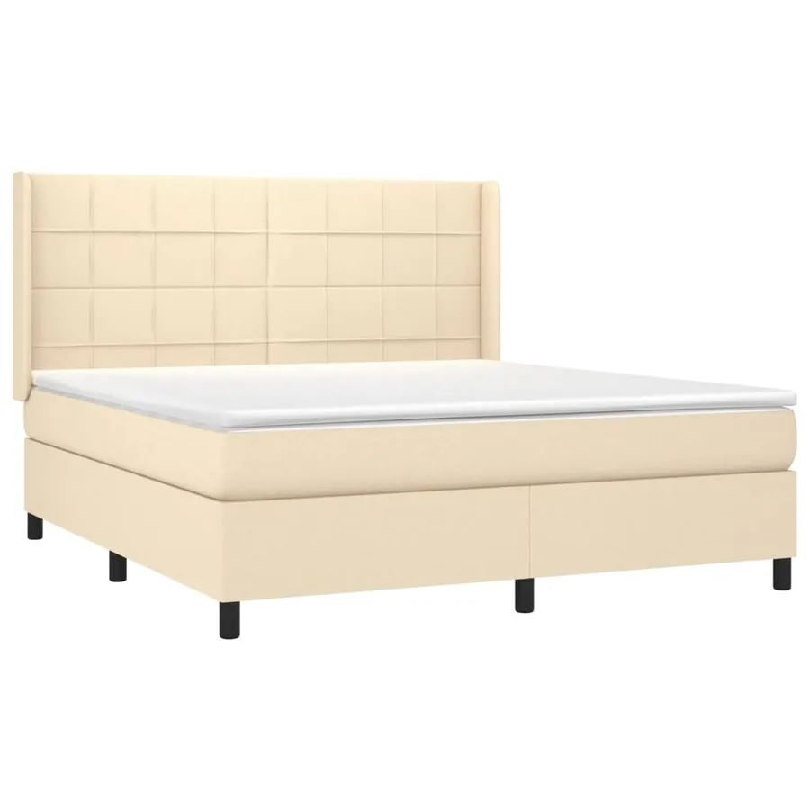 Sommier à lattes de lit avec matelas Crème 160x200 cm Tissu - 3