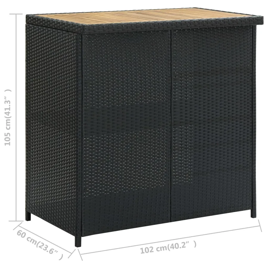 Ensemble de bar 3 pcs Résine tressée Noir - 10