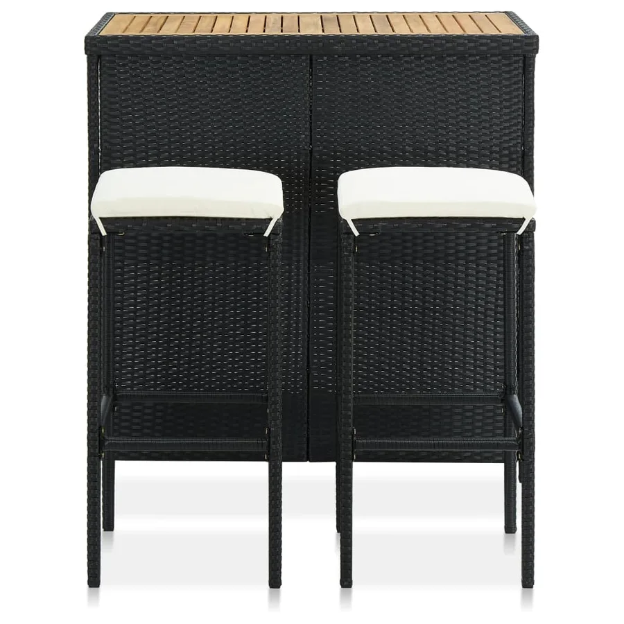 Ensemble de bar 3 pcs Résine tressée Noir - 2