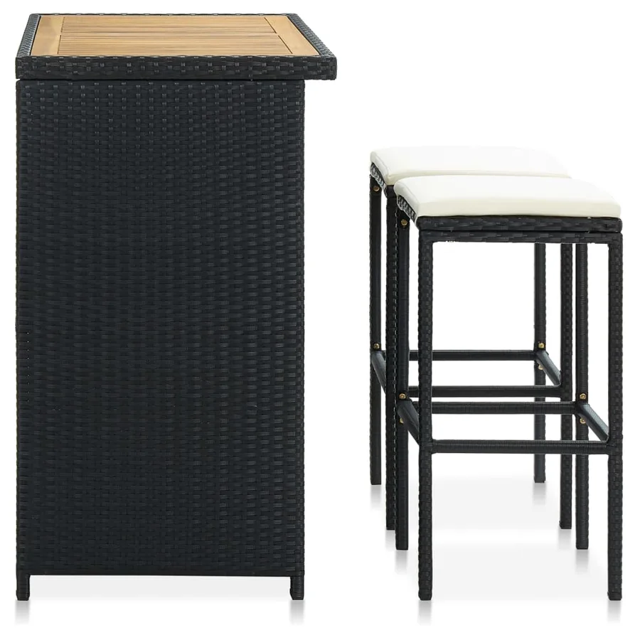 Ensemble de bar 3 pcs Résine tressée Noir - 3