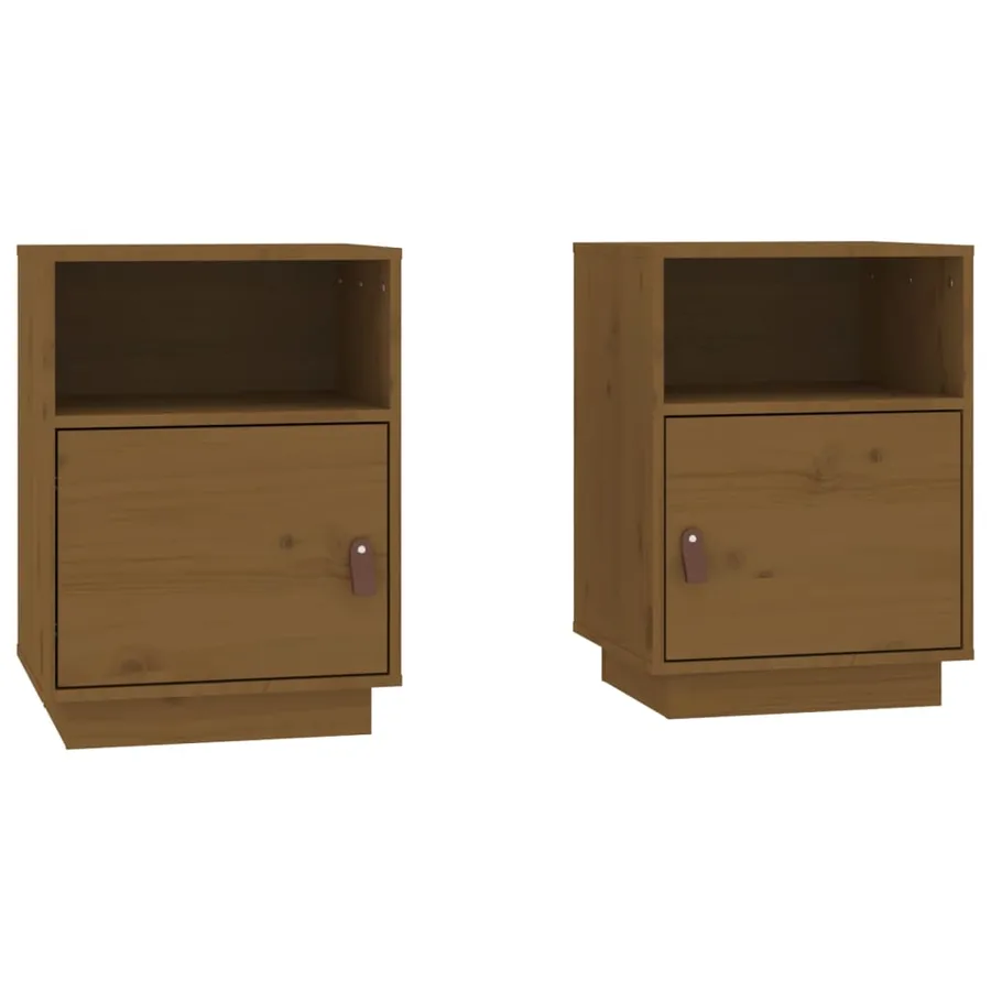 Tables de chevet 2pcs Marron miel 40x34x55cm Bois de pin massif - 2