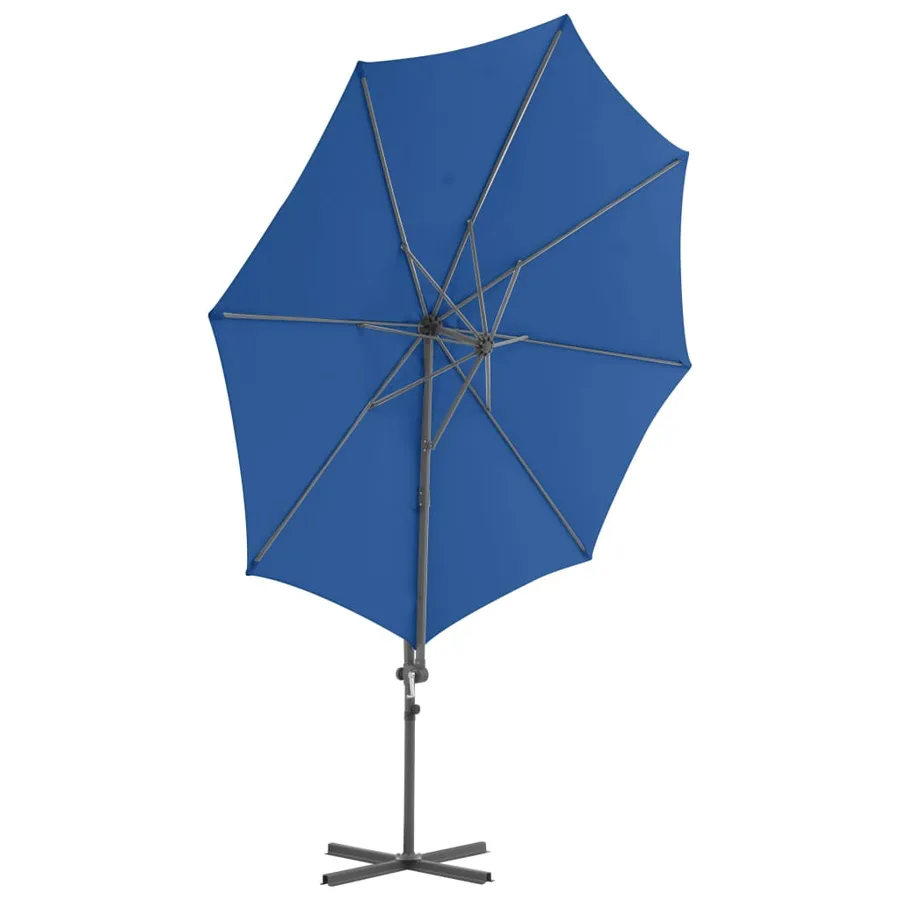 Parasol de jardin en porte-à-faux avec mât en acier bleu azuré - 3