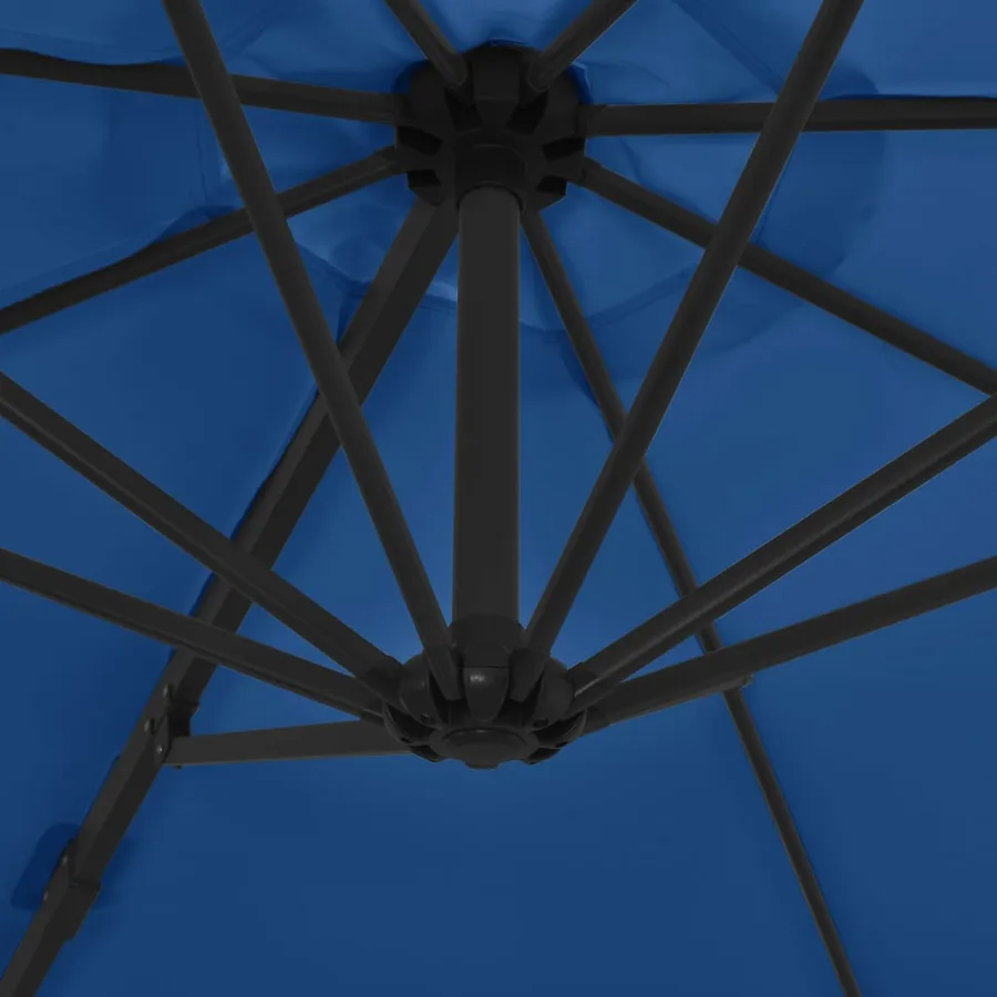 Parasol de jardin en porte-à-faux avec mât en acier bleu azuré - 6