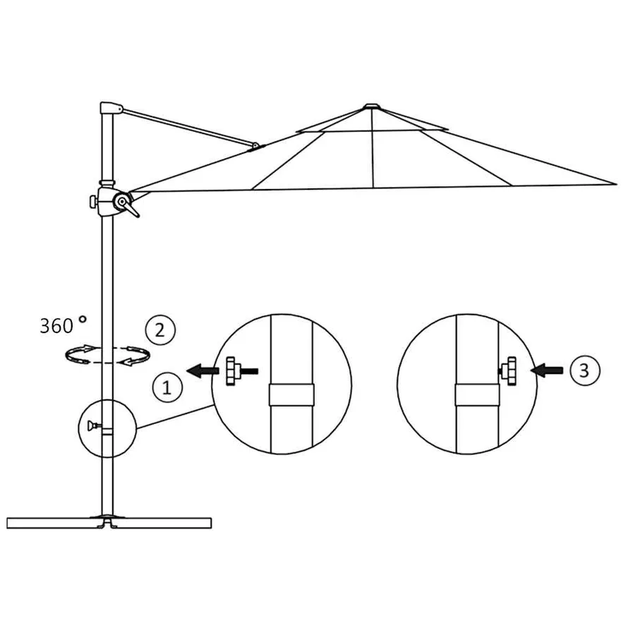 Parasol de jardin en porte-à-faux avec mât en acier bleu azuré - 8