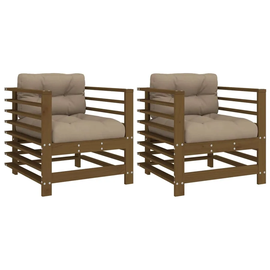 Chaises de jardin avec coussins lot de 2 marron miel - 2