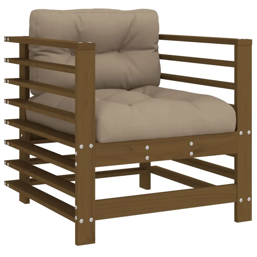 Chaises de jardin avec coussins lot de 2 marron miel - 3