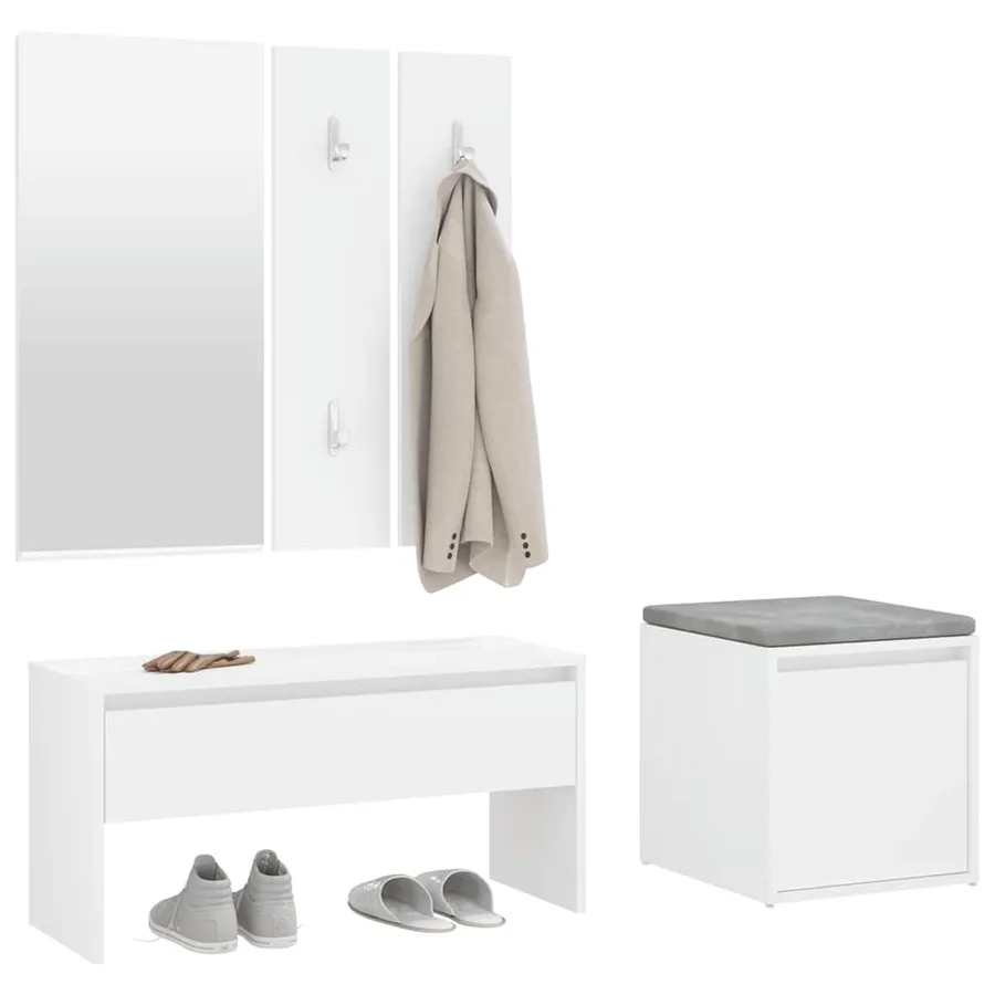 Ensemble de meubles de couloir Blanc Bois d'ingénierie - 4