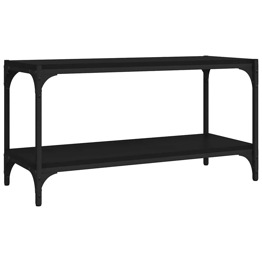 Meuble TV Noir 80x33x41 cm Bois d'ingénierie et acier - 2