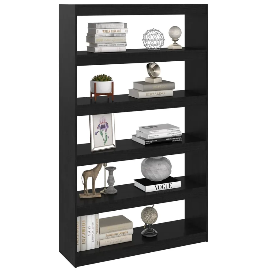 Bibliothèque/Séparateur de pièce Noir 100x30x167,5cm Pin massif - 4