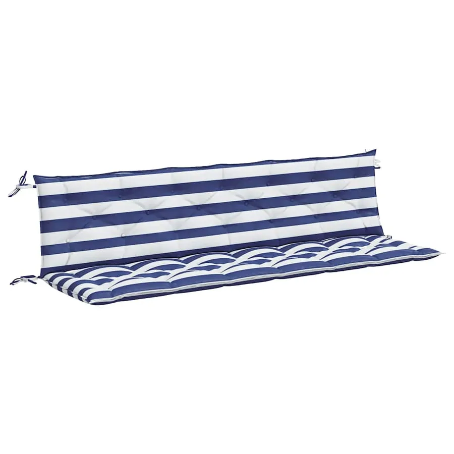 Coussins de banc de jardin lot de 2 rayures bleues et blanches - 2