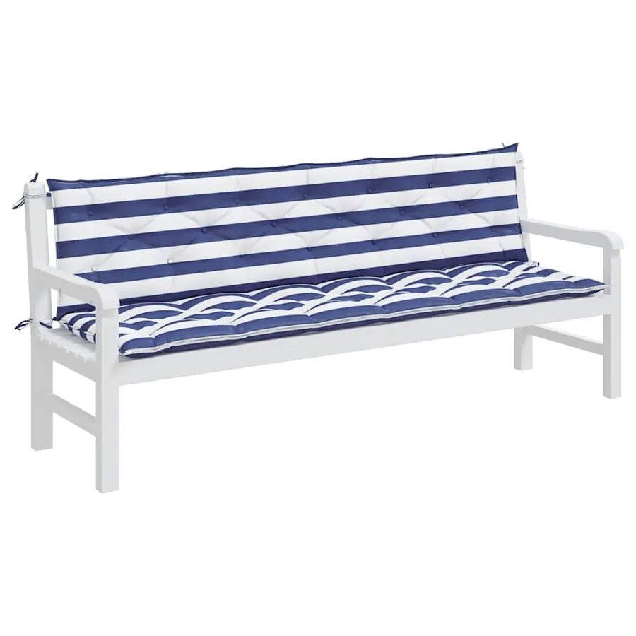 Coussins de banc de jardin lot de 2 rayures bleues et blanches - 3