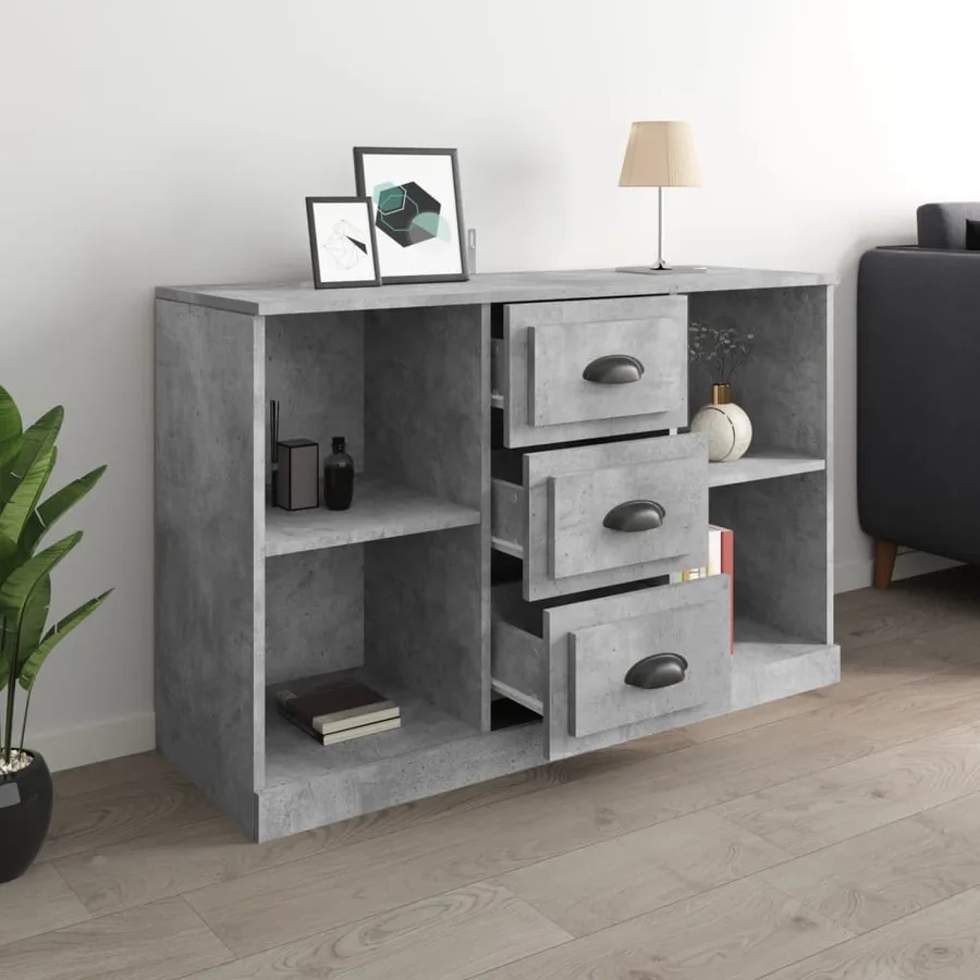 Buffet gris béton 104,5x35,5x67,5 cm bois d'ingénierie - 6