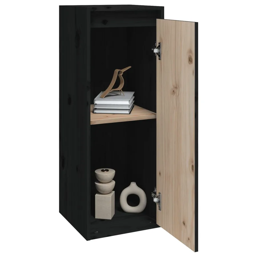 Armoires murales 2 pcs Noir 30x30x80 cm Bois de pin massif - 4